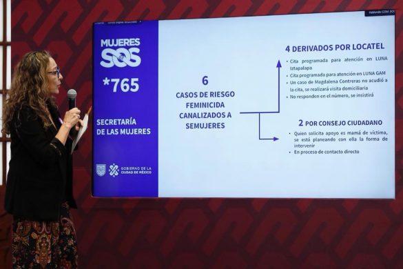 Ingrid Gómez Saracíbar, titular de la Secretaría de la Mujer de la CDMX, en una conferencia el pasado 3 de agosto. Fotografía: Twitter @Claudiashein