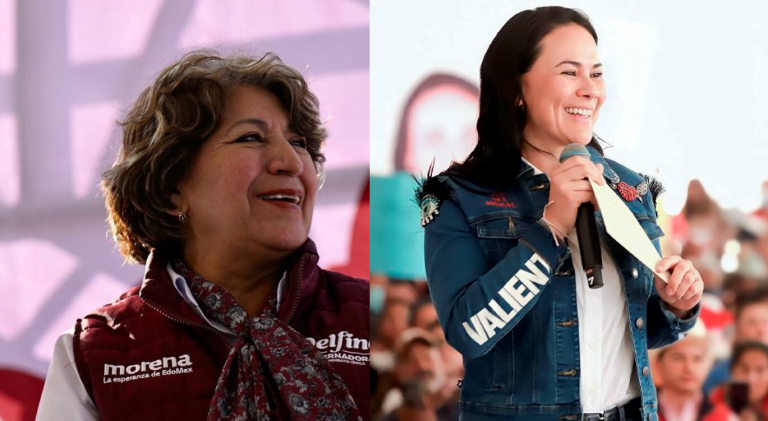 De izquierda a derecha, Delfina Gómez y Alejandra del Moral. Fotografía: Especial