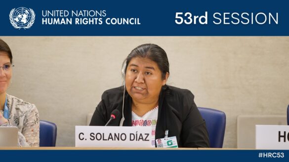 Cristina Solano Díaz, activista Ñuu Savi de México, durante su participación en el Consejo de Derechos Humanos de las Naciones Unidas este 30 de junio de 2023. Cortesía.