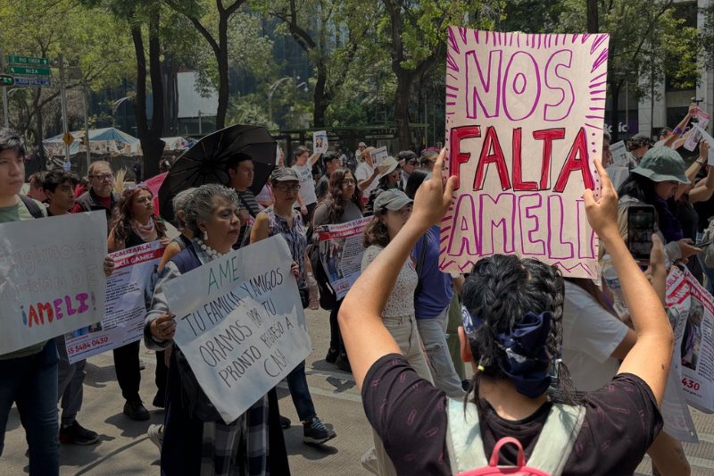 «Nos falta Amelí». Manifestación contra desaparición de mujeres en el Ajusco CDMX