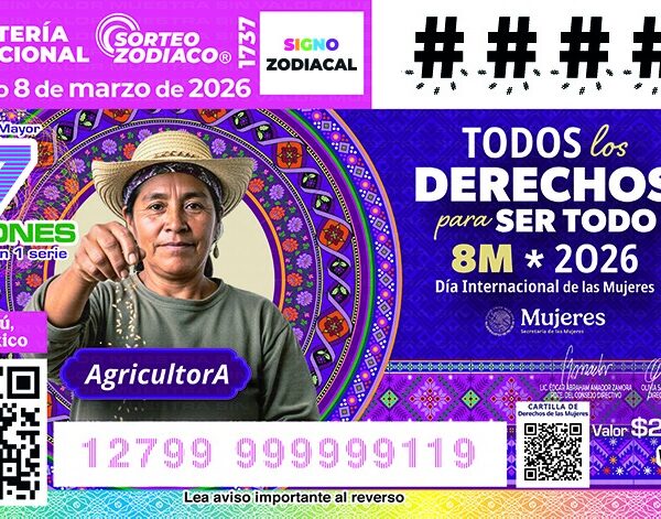 Lotería Nacional presenta billete conmemorativo por el 8M 2026